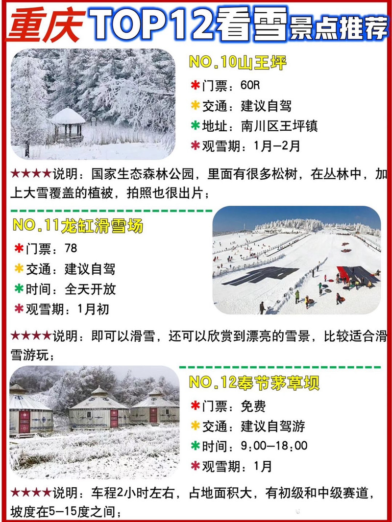 重庆十大冬季旅游好去处2025年排行榜前十名榜单出炉