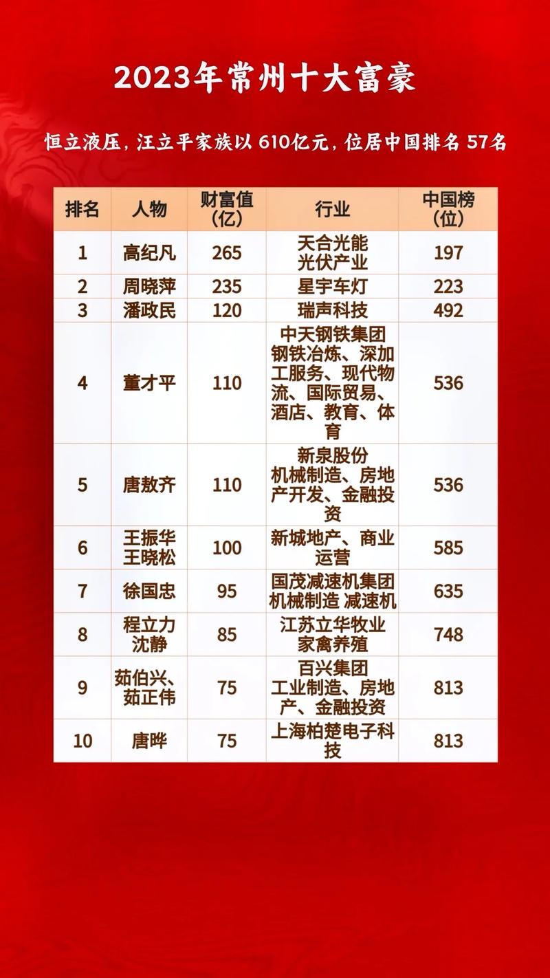 常州十大知名企业家2025年排行榜前十名榜单出炉