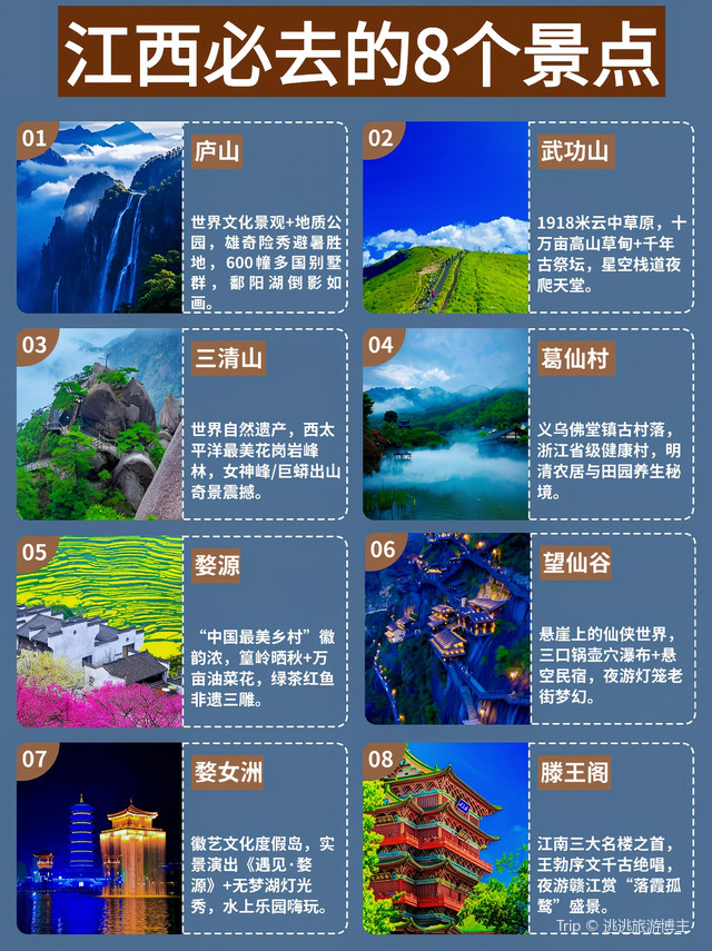 江西十大最好玩的景点2025年排行榜前十名榜单出炉