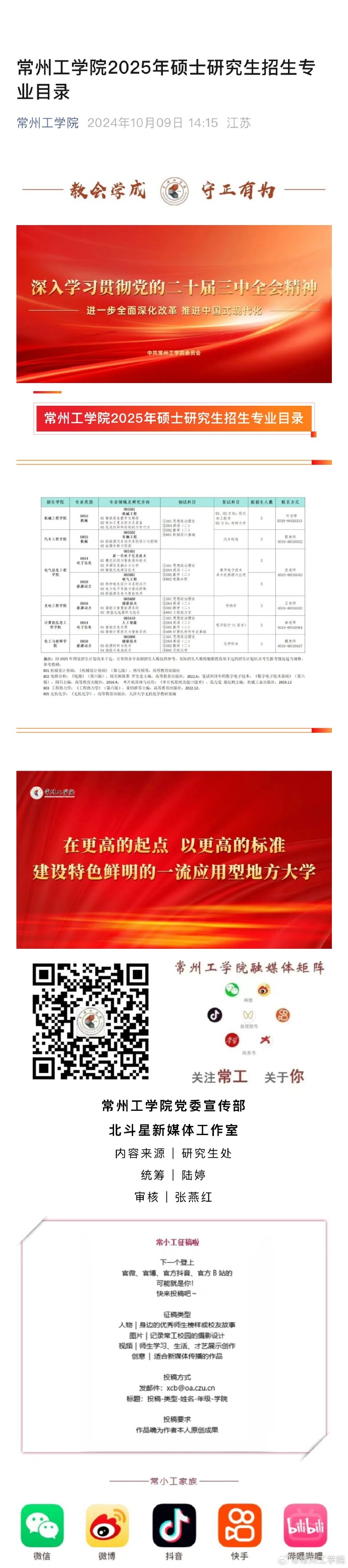 2026年常州工学院招生章程