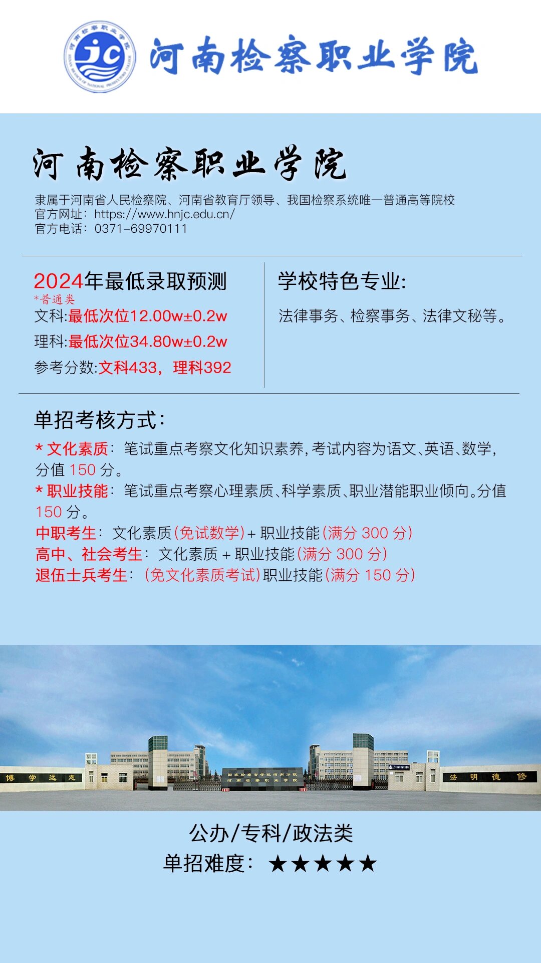 2026年河南检察职业学院招生章程