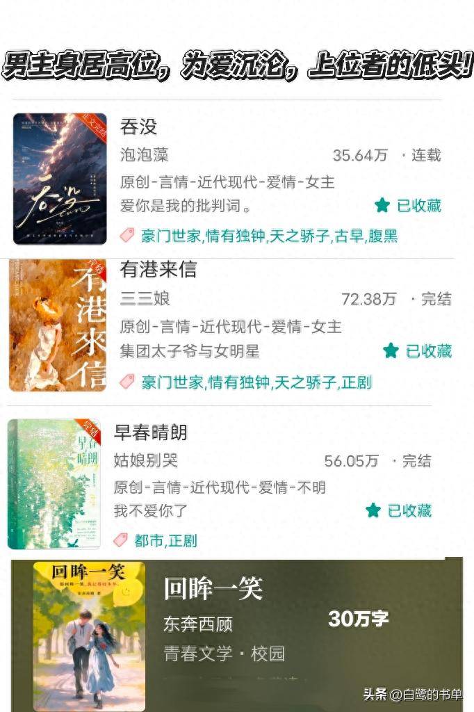 小说中的十大深情男主2026年本年度热度口碑双榜对比